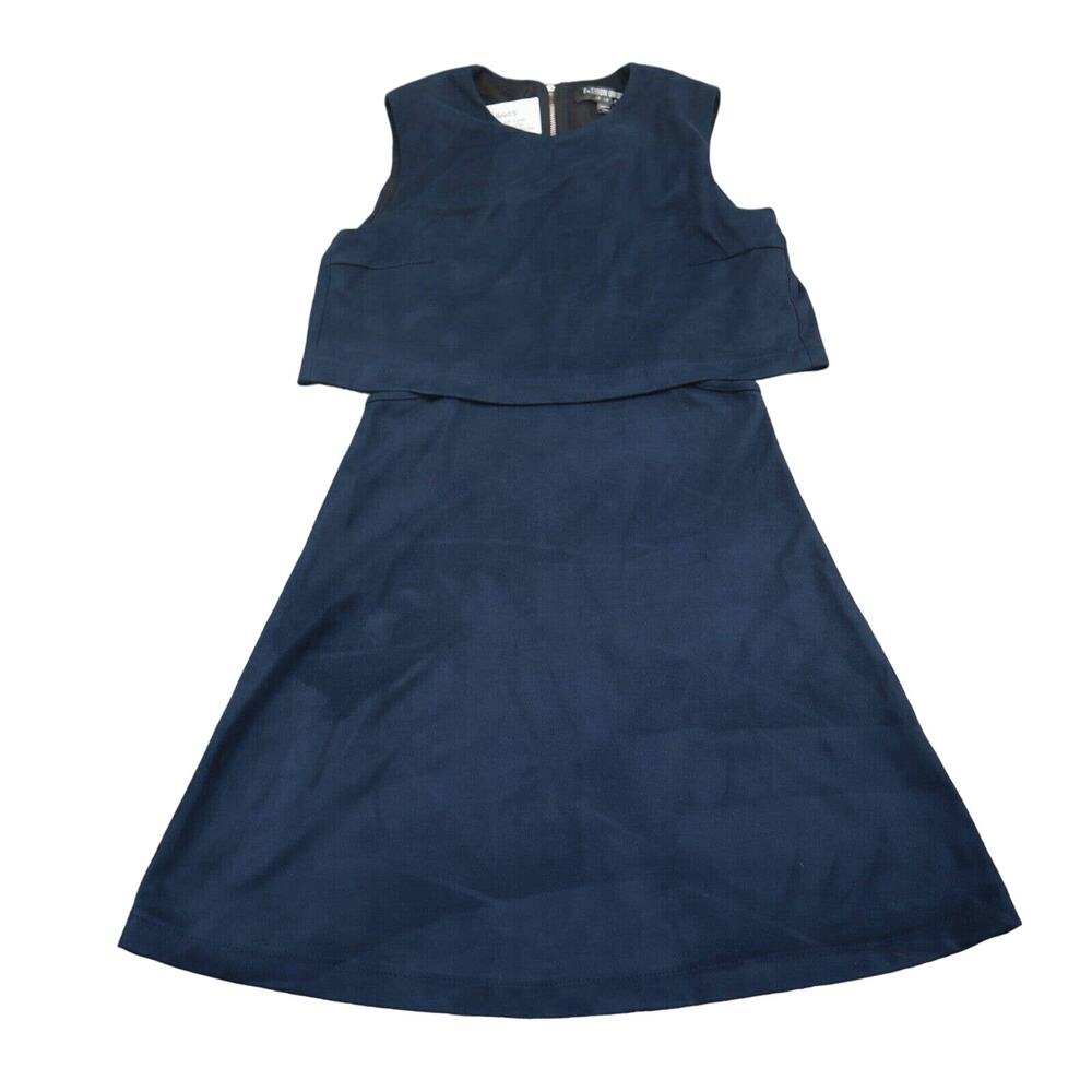 Fashion Union Dress Womens XS Blue Sleeveless Crew Neck Sheath Dress